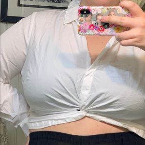 White crop top blouse